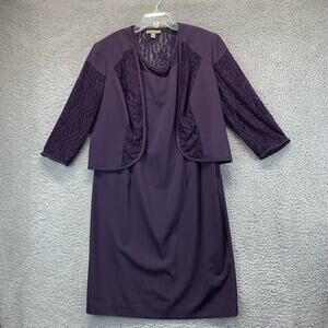 VTG Maya Brooke Womens 2 PC Blazer & Sleeveless Dress Lace Purple Size 12